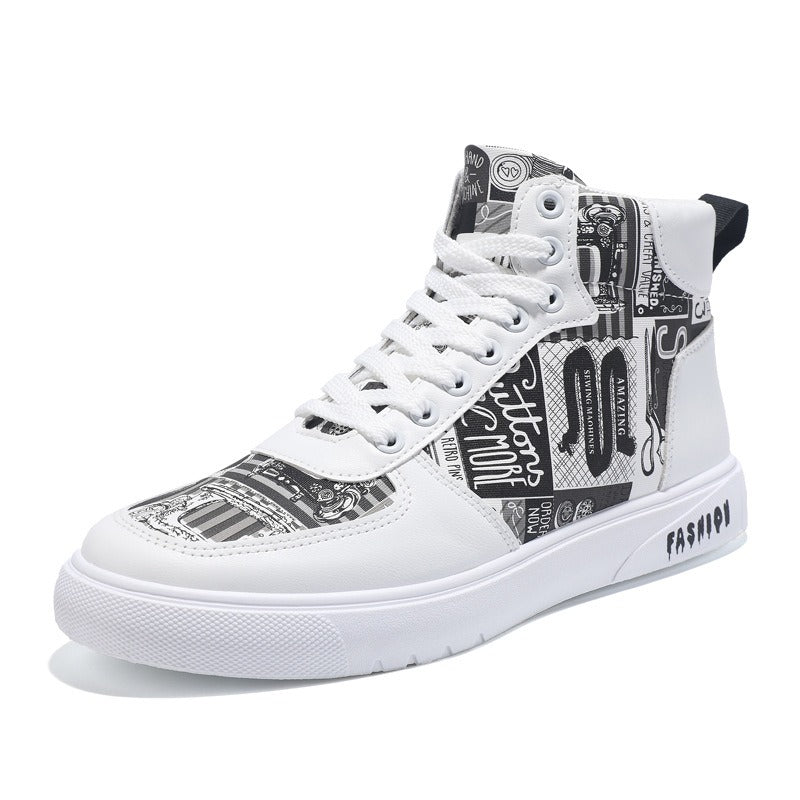 Trendy Mens Graffiti High Top Casual Sports Shoes - Pleasures and Sins   Pleasures and Sins