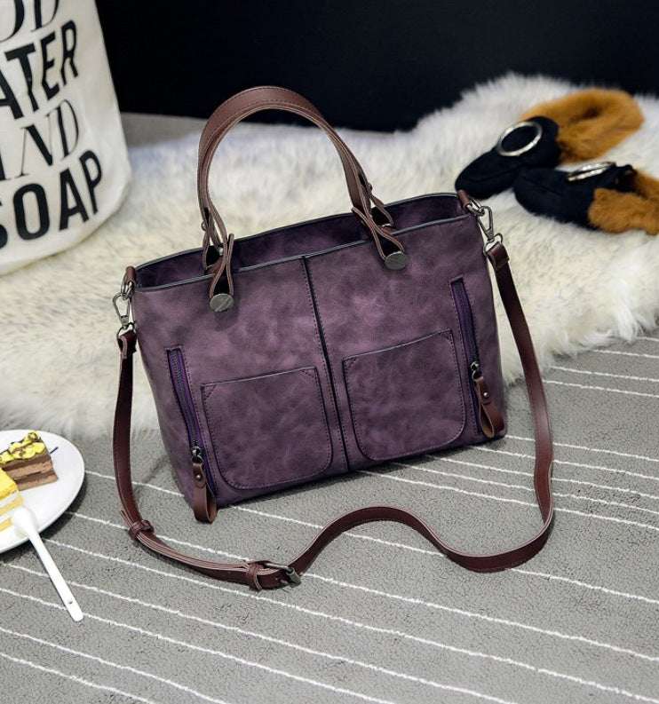 Ladies large capacity retro simple diagonal cross bag