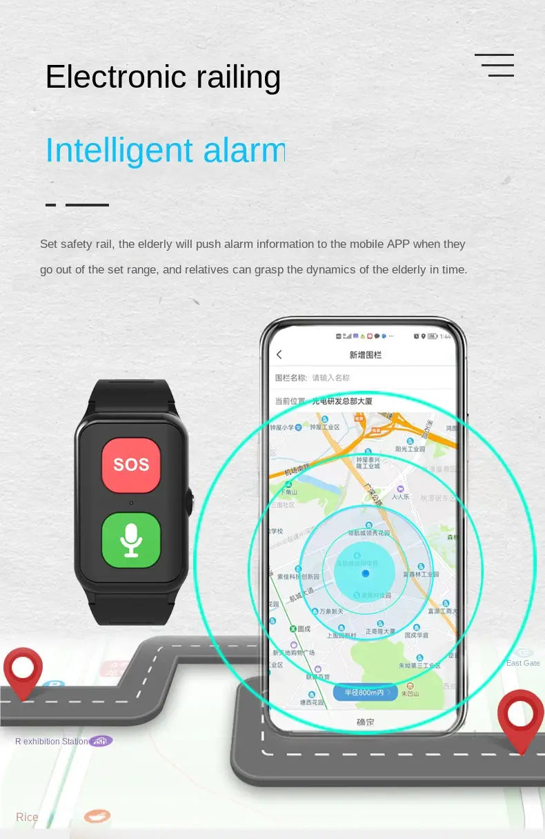 Sos Elderly Gps Positioning Watch Locator with Heart Rate