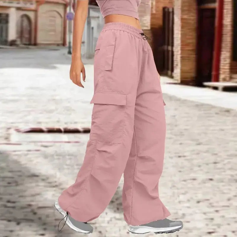 Multi Pocket Cargohose Damen Hohe Taille Locker Lässig