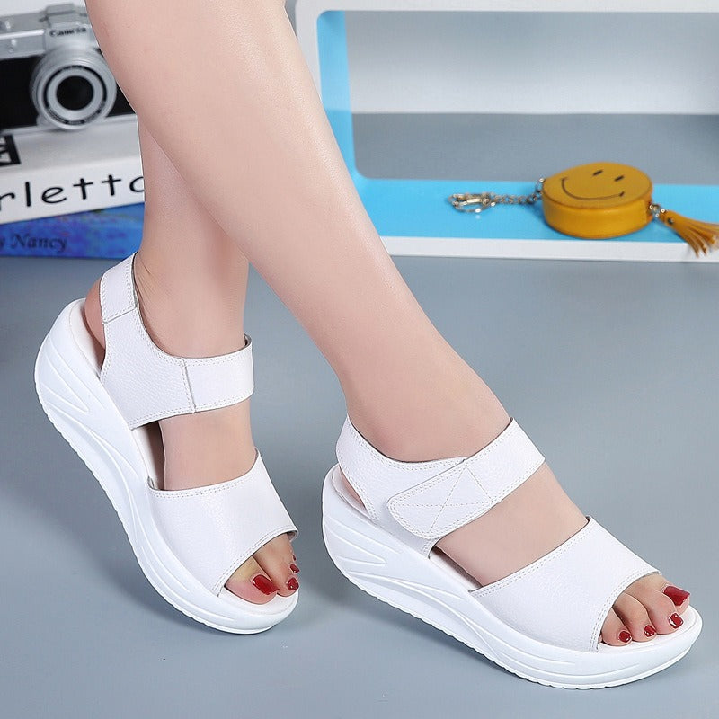 Women's thick sole platform casual velcro sandals student shoes