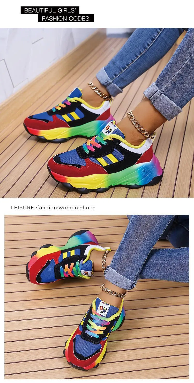 Unisex bunte Regenbogen Hip Hop Casual Regenbogen Schuhe