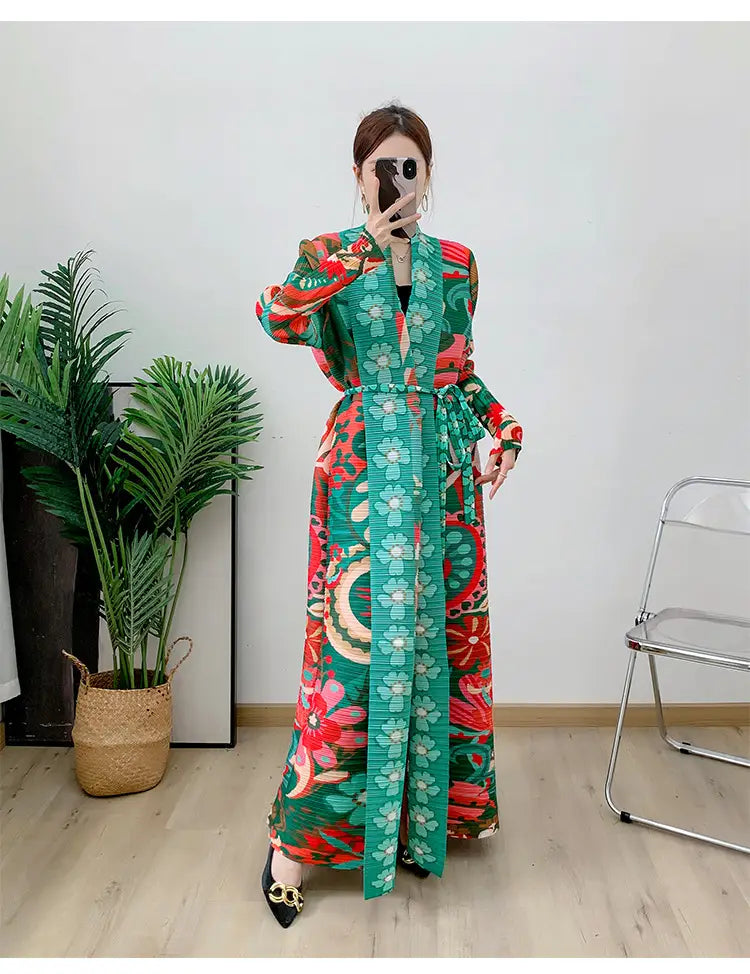 Wrap Over Muslim Robe Versatile Long Sleeved Printed Cloak (cape imprimée à manches longues)