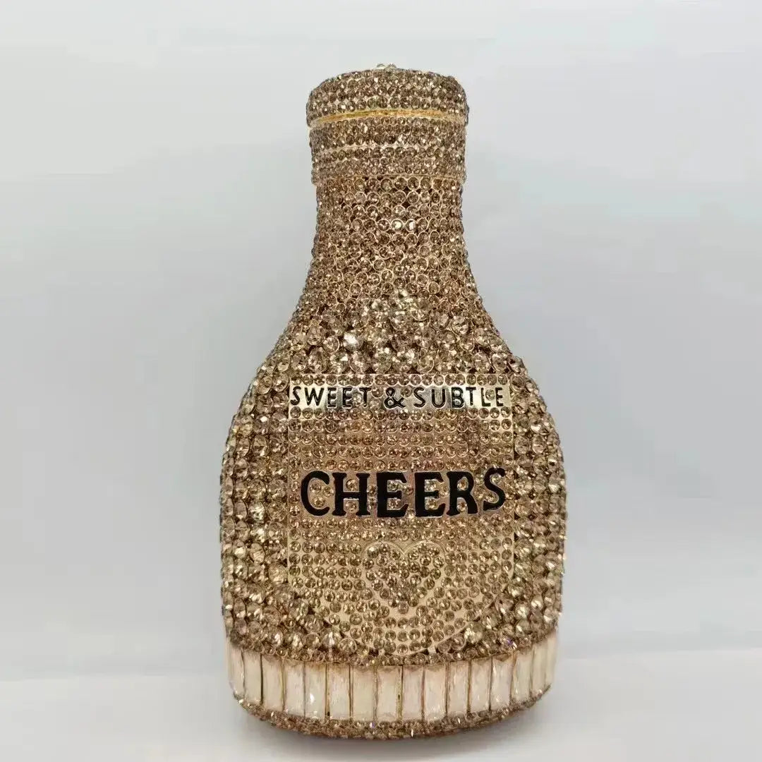 Bottle Shape Crystal Evening Bag Encrusted Bridal Bag Party