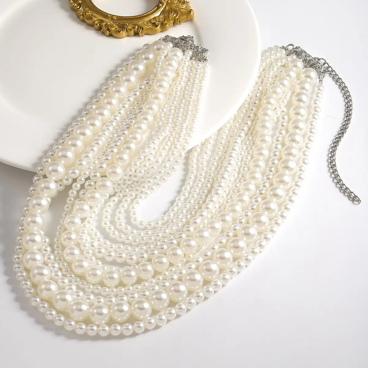 Handmade Ladies Elegant Multilayer Faux Pearl Necklace