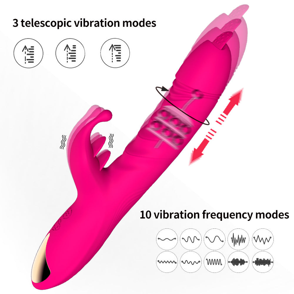 Ladies Tongue Licking G-Spot Vibration Telescopic Massage Vibrator - Pleasures and Sins   Pleasures and Sins