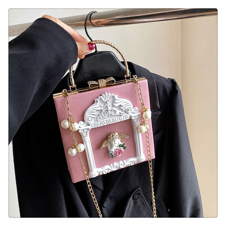 Unique Handheld, Shoulder Chain Bag With Angel Detail - Pleasures and Sins   Pleasures and Sins