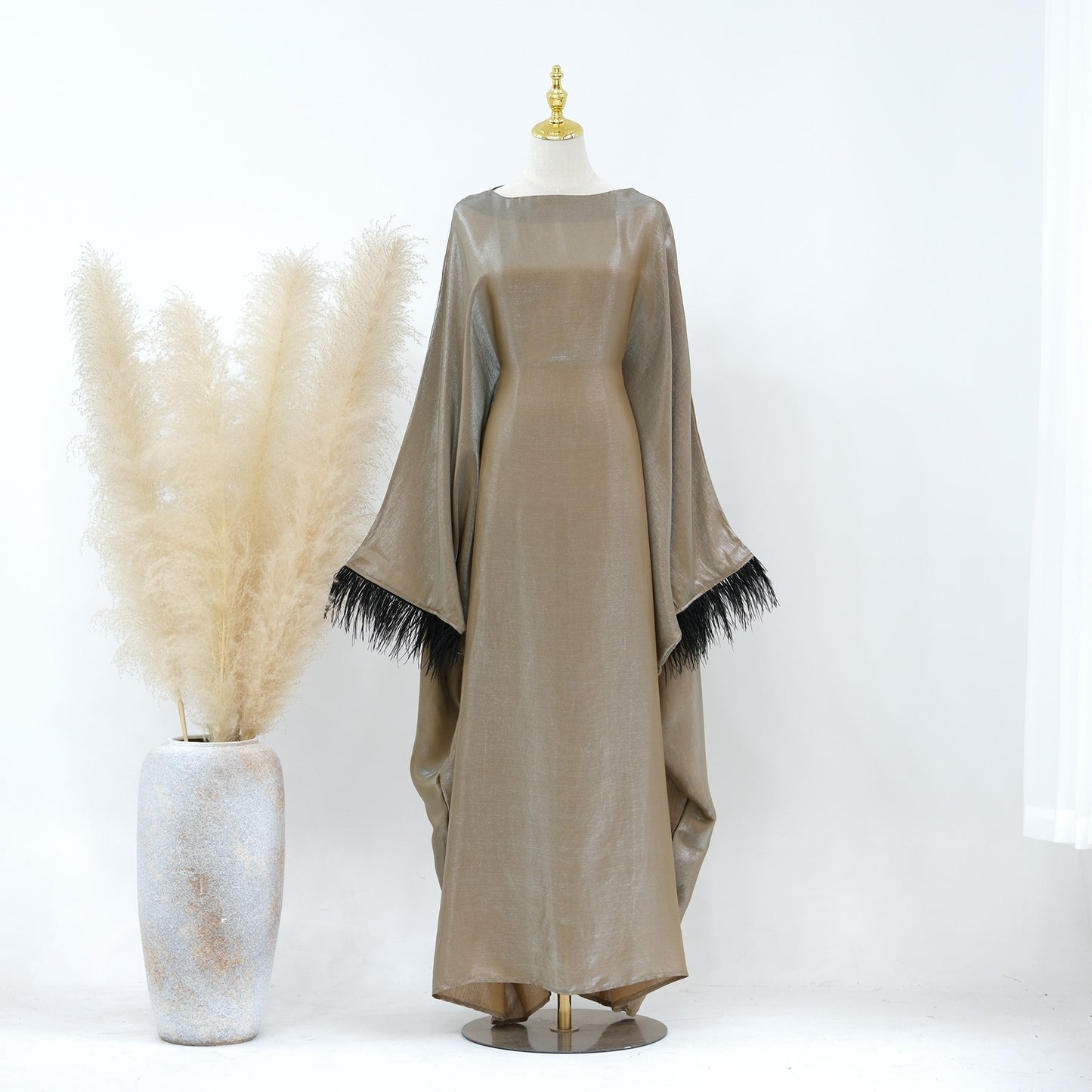 Dubai Spring/Summer Party Fur Sleeves Dress Robe - Pleasures and Sins   Pleasures and Sins