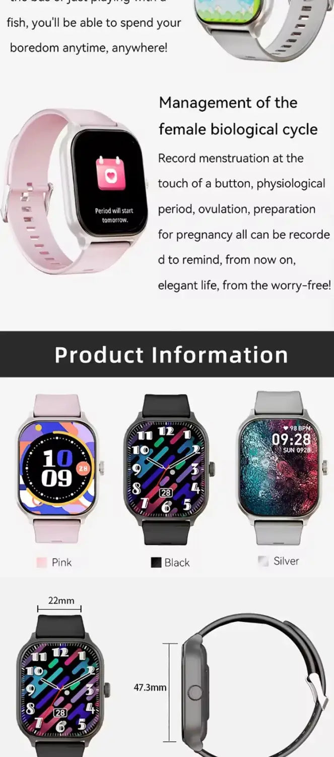 Smartwatch Bluetooth call heart rate and blood pressure