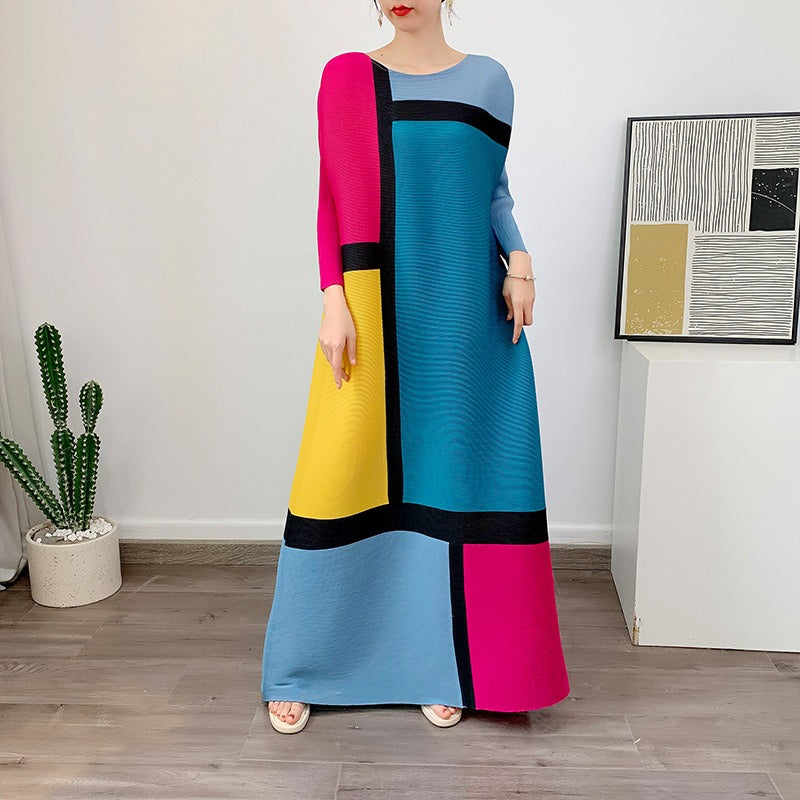 Geometric Colour Block 1980's Style A-line Mid Length Dress - Pleasures and Sins   Pleasures and Sins