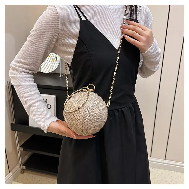 Womens Spherical Evening Bag Round Diamond Starry