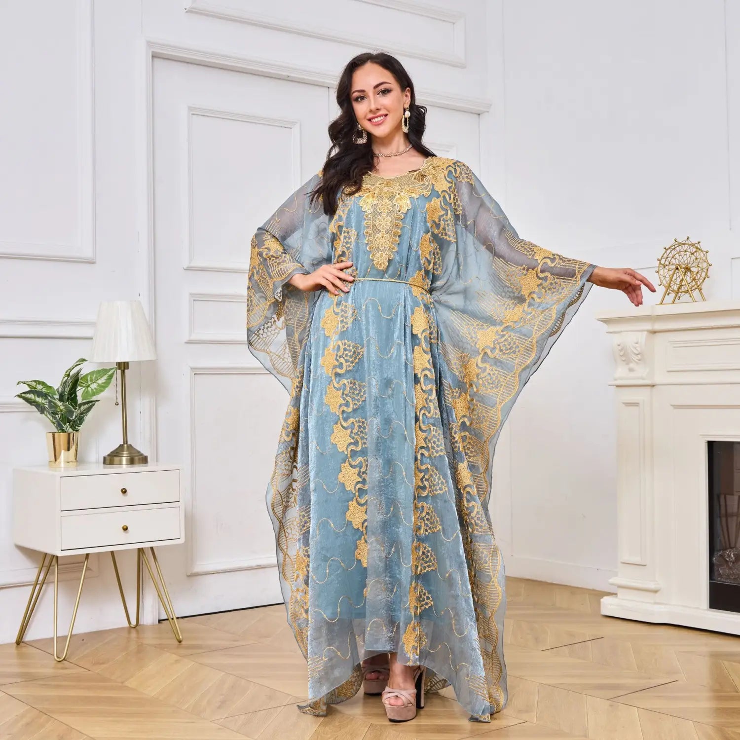 Robe musulmane marocaine brodée de perles Dîner deux pièces