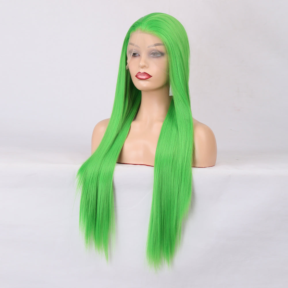 Female Long Green, Chemical Fibre, Lace Front Long Straight Wig - Pleasures and Sins   Pleasures and Sins