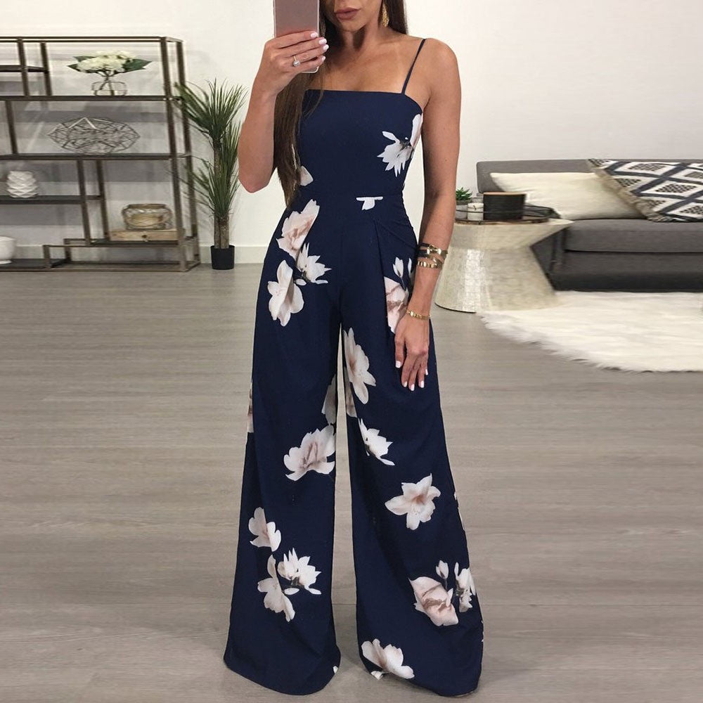 Womens Summer Fashion Floral Playsuit Jumpsuit Trousers - Pleasures and Sins   Pleasures and Sins