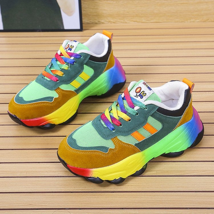 Unisex Colorful Rainbow Hip Hop Casual Rainbow Shoes - Pleasures and Sins   Pleasures and Sins