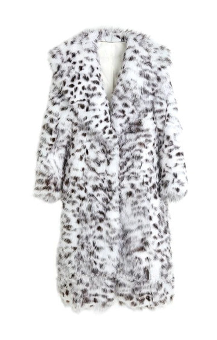 Women’s Knee Length Mink Fur Coat with Leopard Print Style