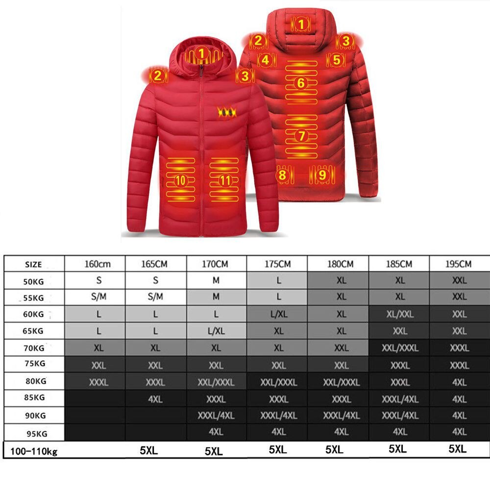 Mens Winter Warm USB Heated Jacket Thermostat Hooded Waterproof Jacket - Pleasures and Sins   Pleasures and Sins