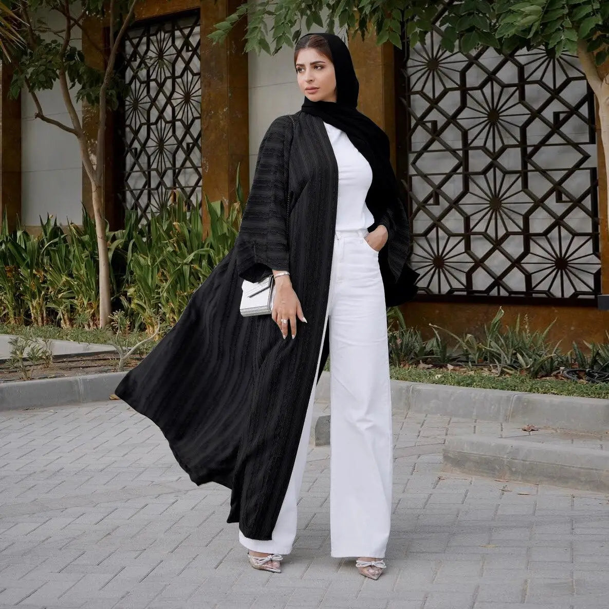 Ramadan Eid Djellaba Abaya Langärmliges Muslimisches Kleid