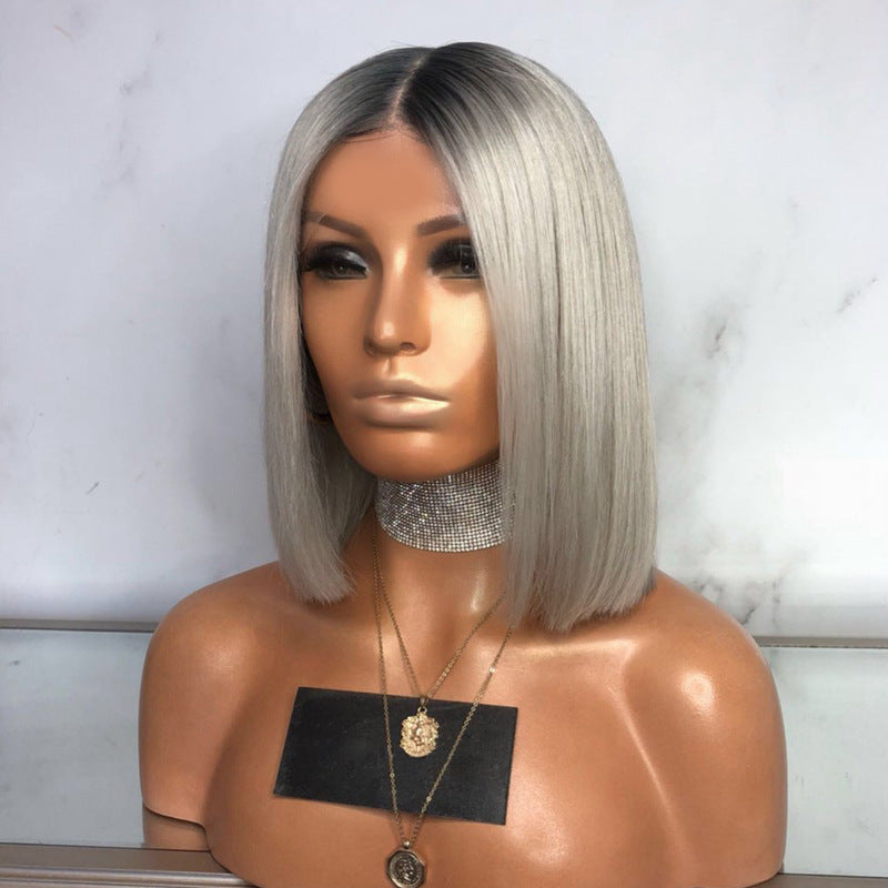 Womens black gray, mixed color, centre parting, short bob wig - Pleasures and Sins   Pleasures and Sins