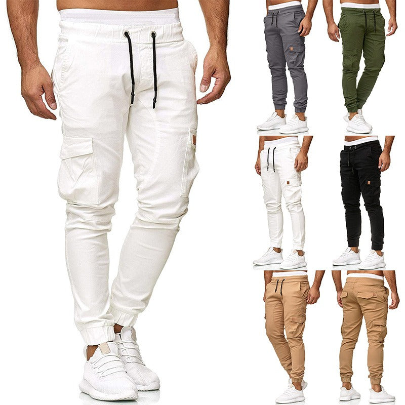 Men's Cargo Multi Pocket Skinny Fit Solid Colour Trousers - Pleasures and Sins   Pleasures and Sins