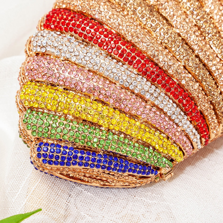 Women's High End Rainbow Shell Rhinestone Evening Clutch Bags - Pleasures and Sins   Pleasures and Sins