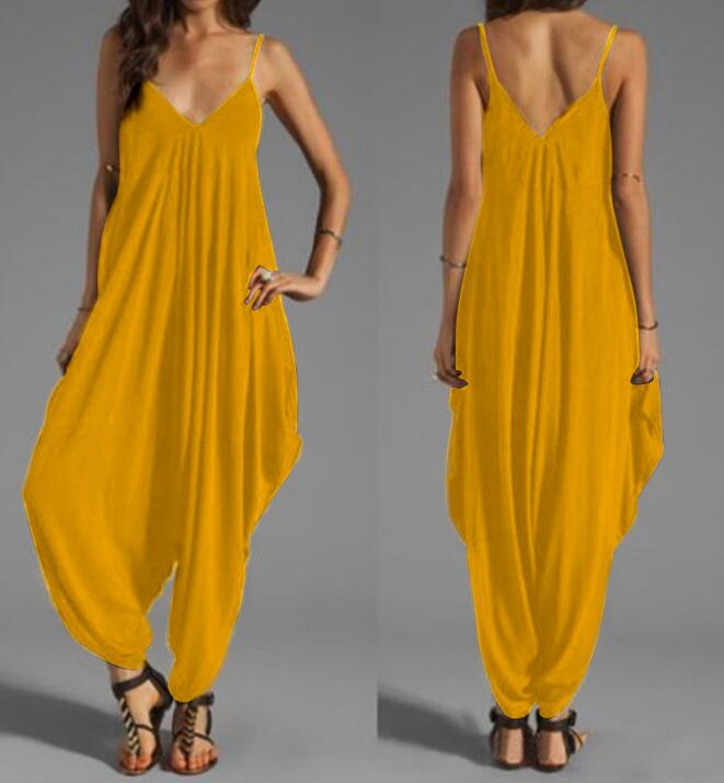 Low-cut V-neck Sexy Jumpsuit Casual Loose Jumpsuit - Pleasures and Sins   Pleasures and Sins