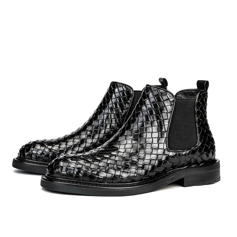 Men's woven pattern short boots - Pleasures and Sins   Pleasures and Sins