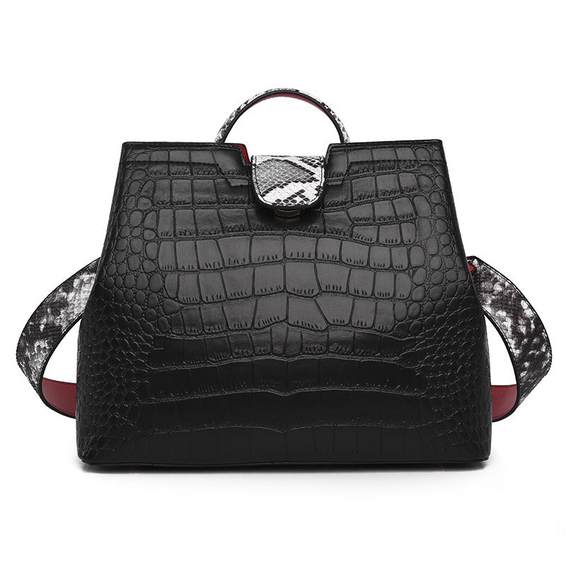 Women's large capacity crocodile pattern handbag