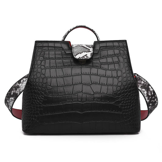 Women's large capacity crocodile pattern handbag