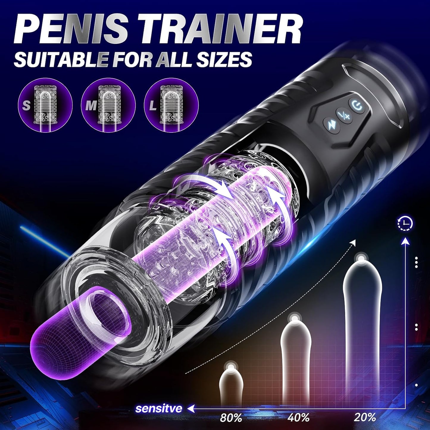 Fully automatic rotating telescopic airplane cup male masturbator penis trainer sex toy