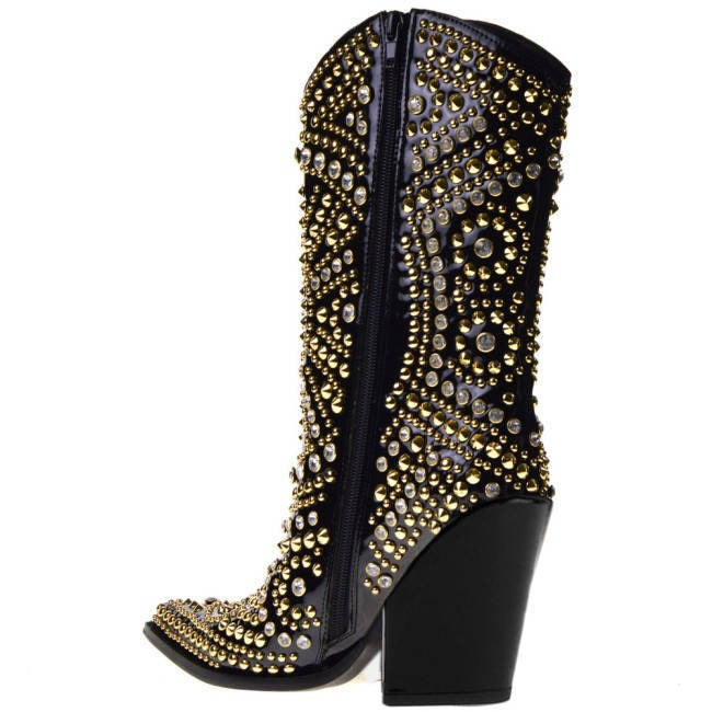 Luxury Crystal Encrusted Western Boots For Women With Pointed Toe - Pleasures and Sins   Pleasures and Sins