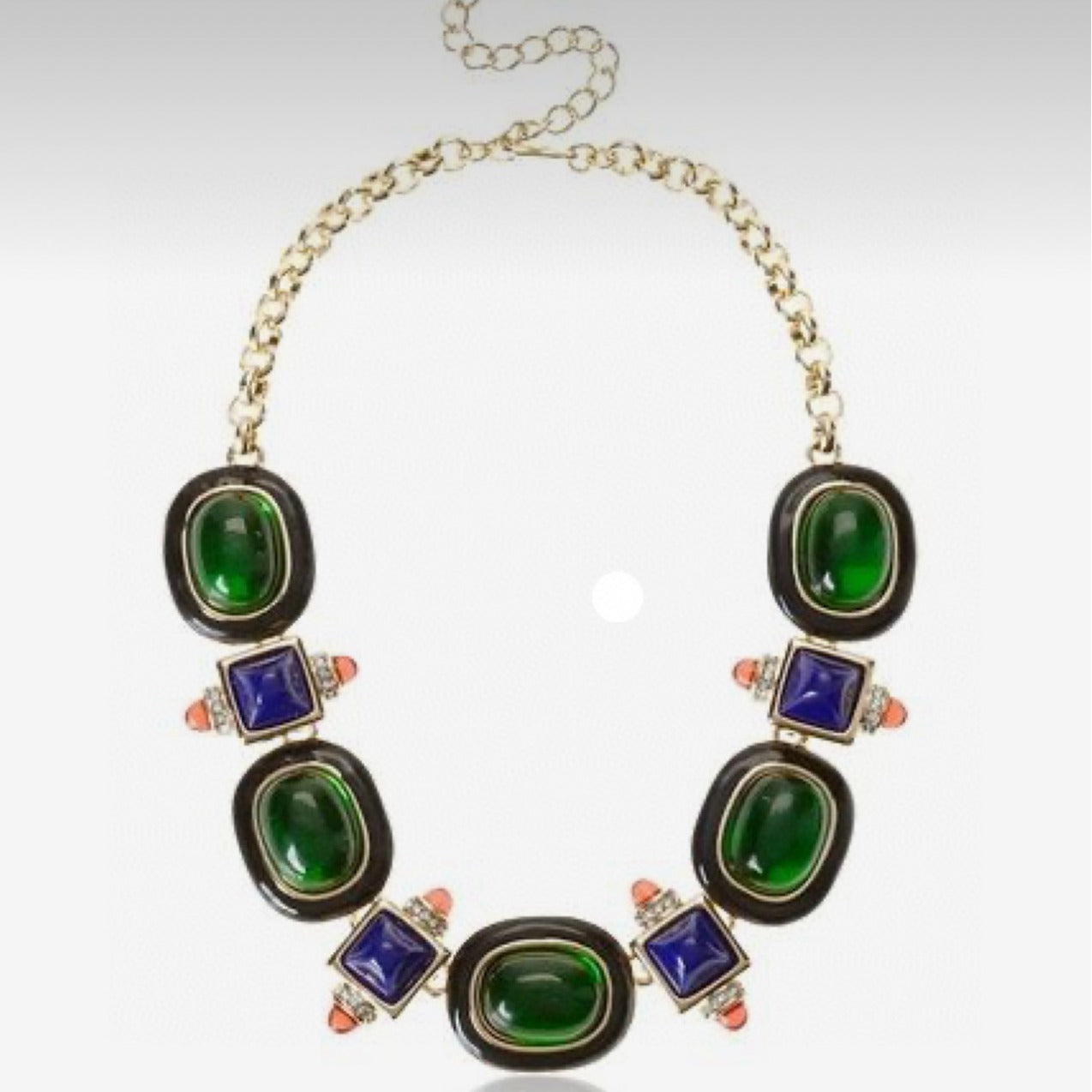 Medieval retro emerald glass exaggerated high-end niche necklace - Pleasures and Sins   Pleasures and Sins