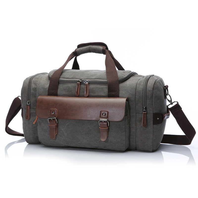 Large Capacity Vintage Style Casual Travel Bag PU Leather Canvas Bag - Pleasures and Sins   Pleasures and Sins