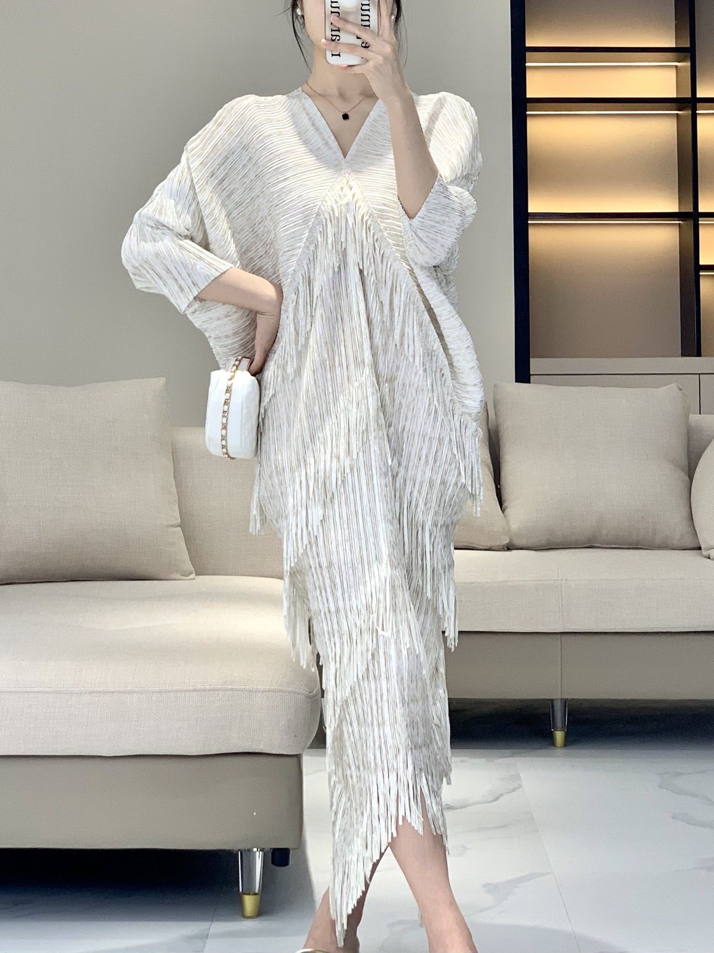 French style midi tassel dress with high-end niche design sense