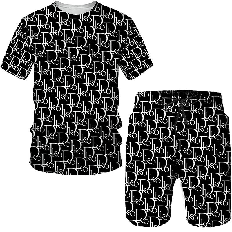 Printed men's round neck short sleeved T-shirt set for men - Pleasures and Sins   Pleasures and Sins