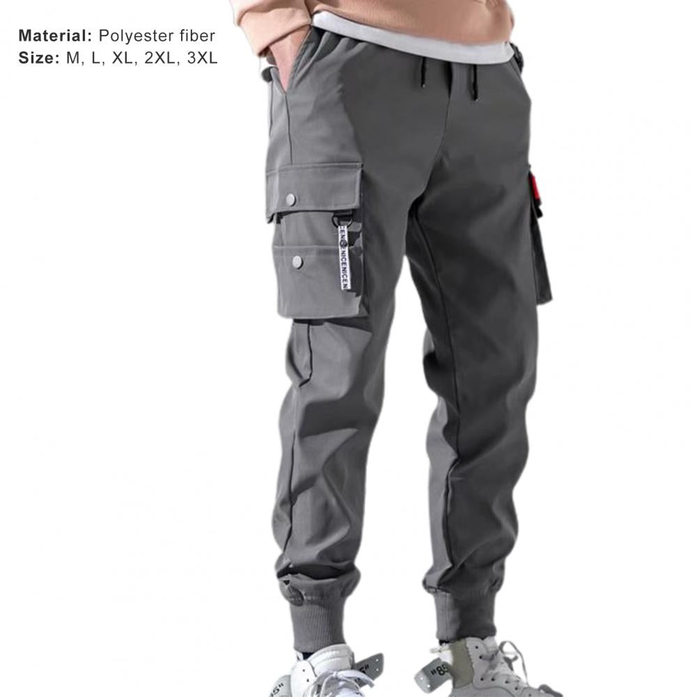 Mens Cargo Pants Joggers Solid Multi-pocket Skinny Fit Sweatpants - Pleasures and Sins   Pleasures and Sins