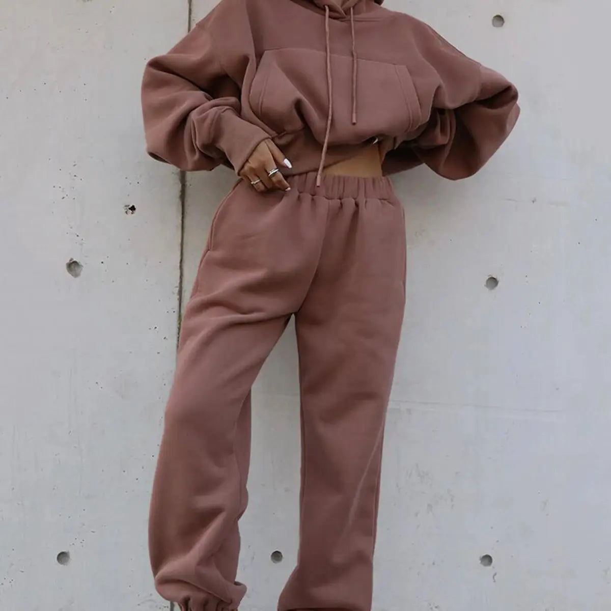 Ensemble de vêtements de sport chauds à capuche et pantalon pour femmes