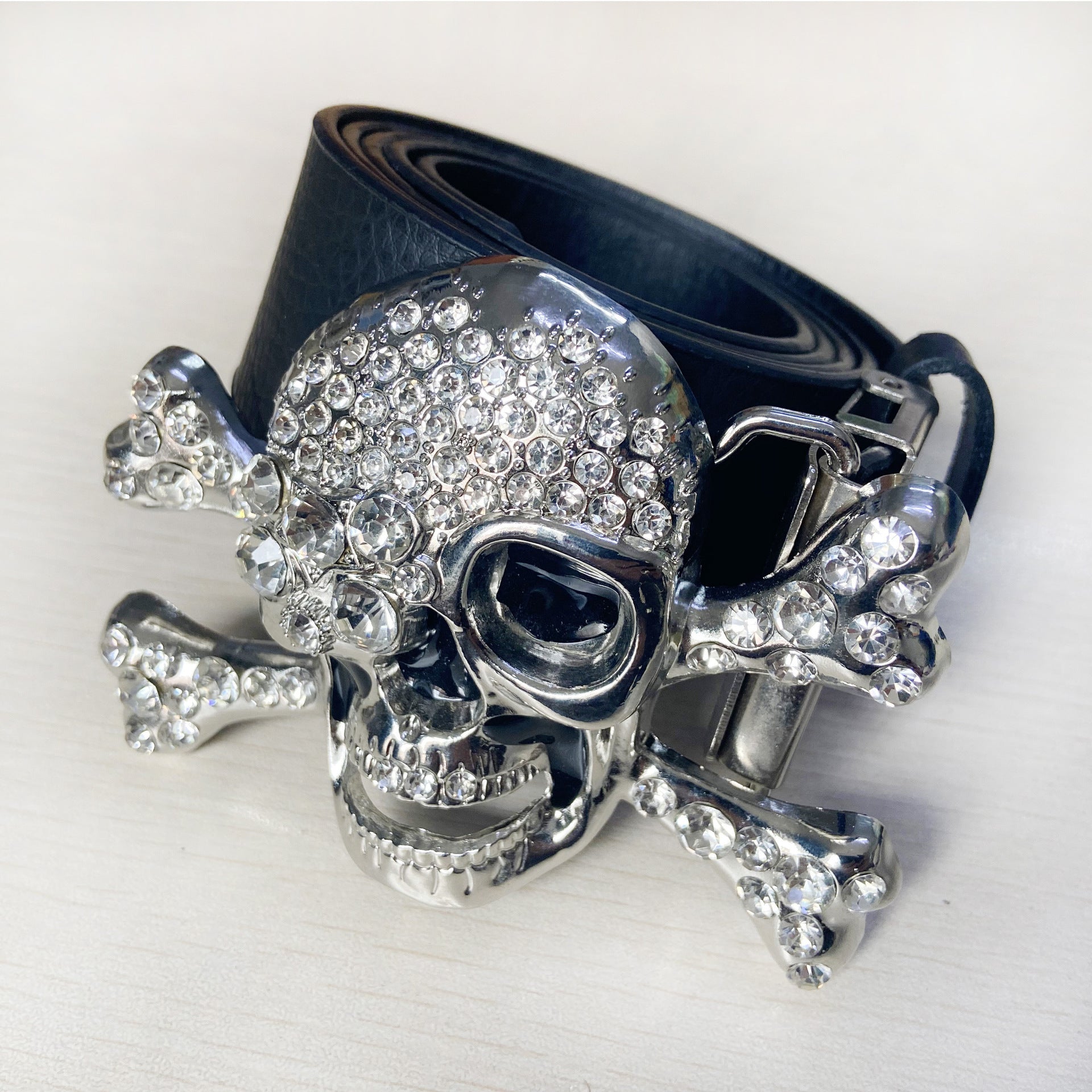 Skull Rhinestone diamante belt buckle casual diamond belt buckle - Pleasures and Sins   Pleasures and Sins