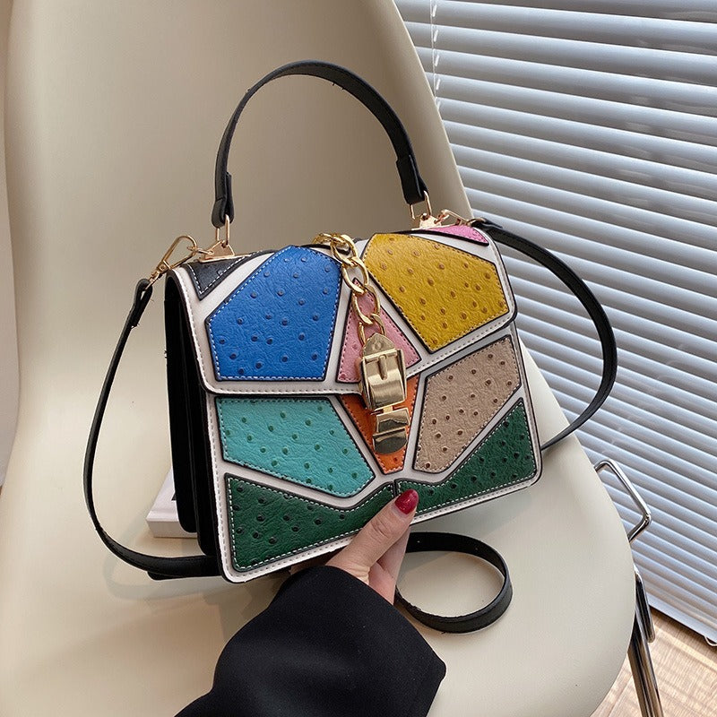 Color block hand-held small square bag, versatile for women