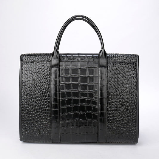 Mens Crocodile Pattern Genuine Leather Briefcase Laptop Bag - Pleasures and Sins   Pleasures and Sins