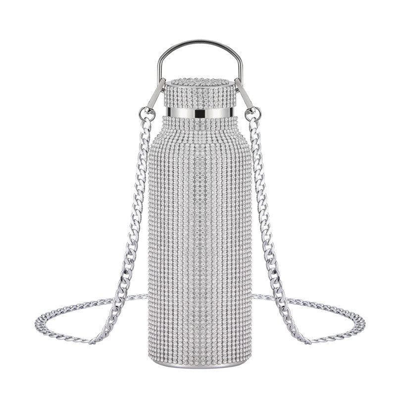 Rhinestone Encrusted Vacuum Flask High Capacity Stainless Steel Bag - Pleasures and Sins   Pleasures and Sins