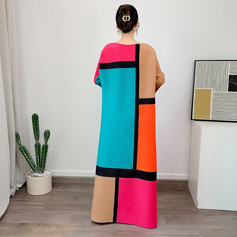 Geometric Colour Block 1980's Style A-line Mid Length Dress - Pleasures and Sins   Pleasures and Sins