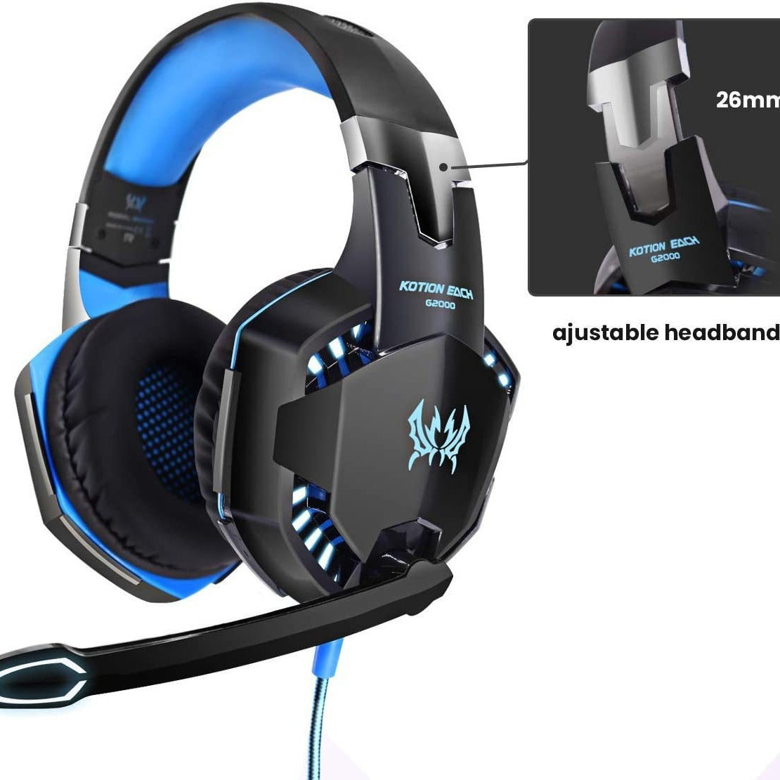 Head Mounted Gaming Earphones with Wired Illumination Heavy Bass