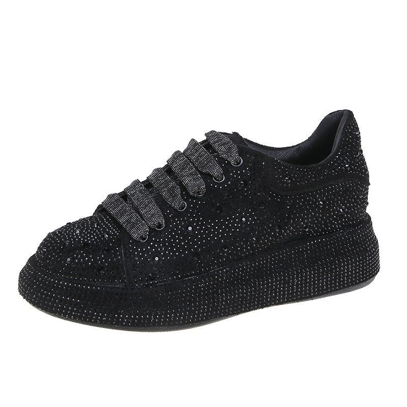 Ladies Full Rhinestone Bling Thick Sole Lace Up Leisure shoes - Pleasures and Sins   Pleasures and Sin