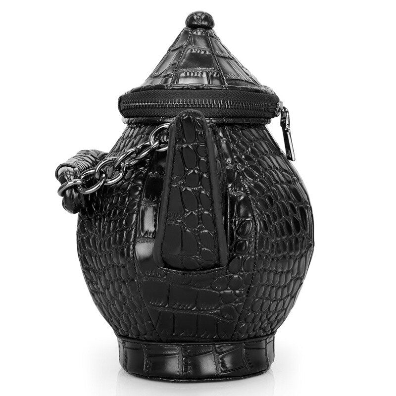 Ladies Black Teapot Shaped Shoulder Bag - Pleasures and Sins   Pleasures and Sins