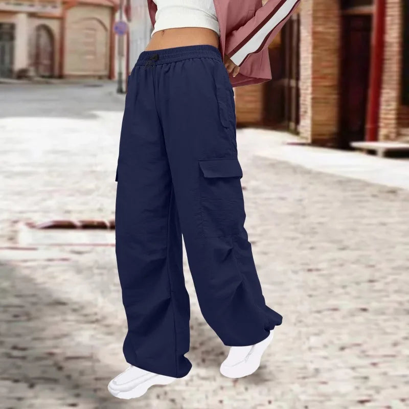 Multi Pocket Cargo Pants Women's High Waist Loose Casual Trousers