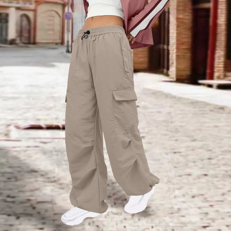 Multi Pocket Cargo Pants Women's High Waist Loose Casual Trousers