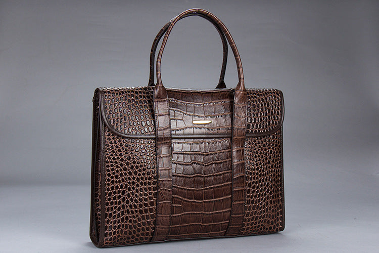 Mens Crocodile Pattern Genuine Leather Briefcase Laptop Bag - Pleasures and Sins   Pleasures and Sins