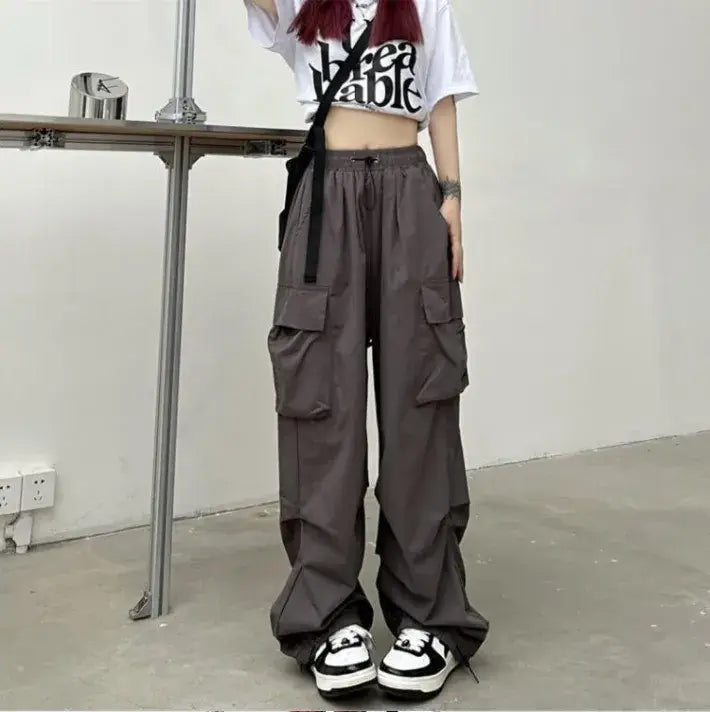 Pantalon large à jambes larges Cargo Baggy Parachute Womens Streetwear