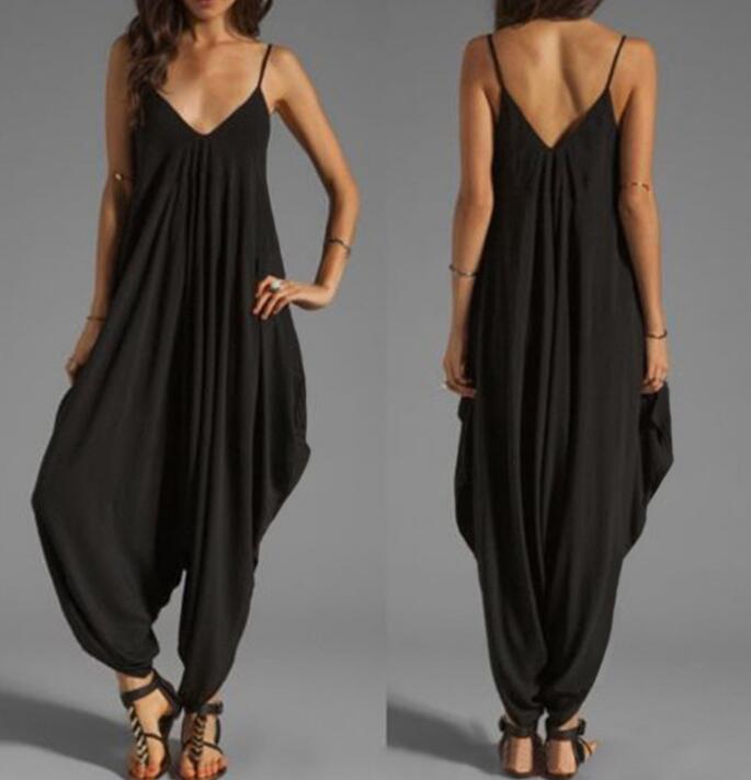 Low-cut V-neck Sexy Jumpsuit Casual Loose Jumpsuit - Pleasures and Sins   Pleasures and Sins